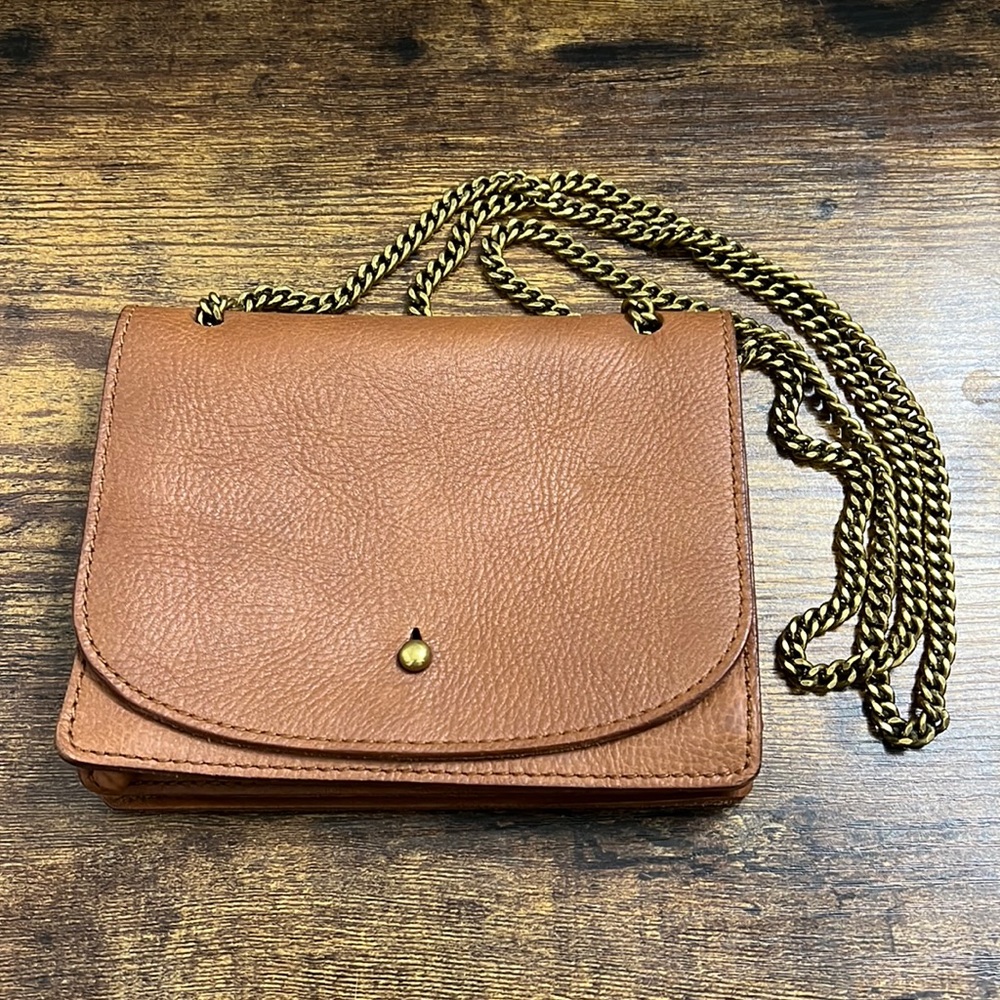 Madewell brown Leather Crossbody Shoulder Small Bag Purse chain bag